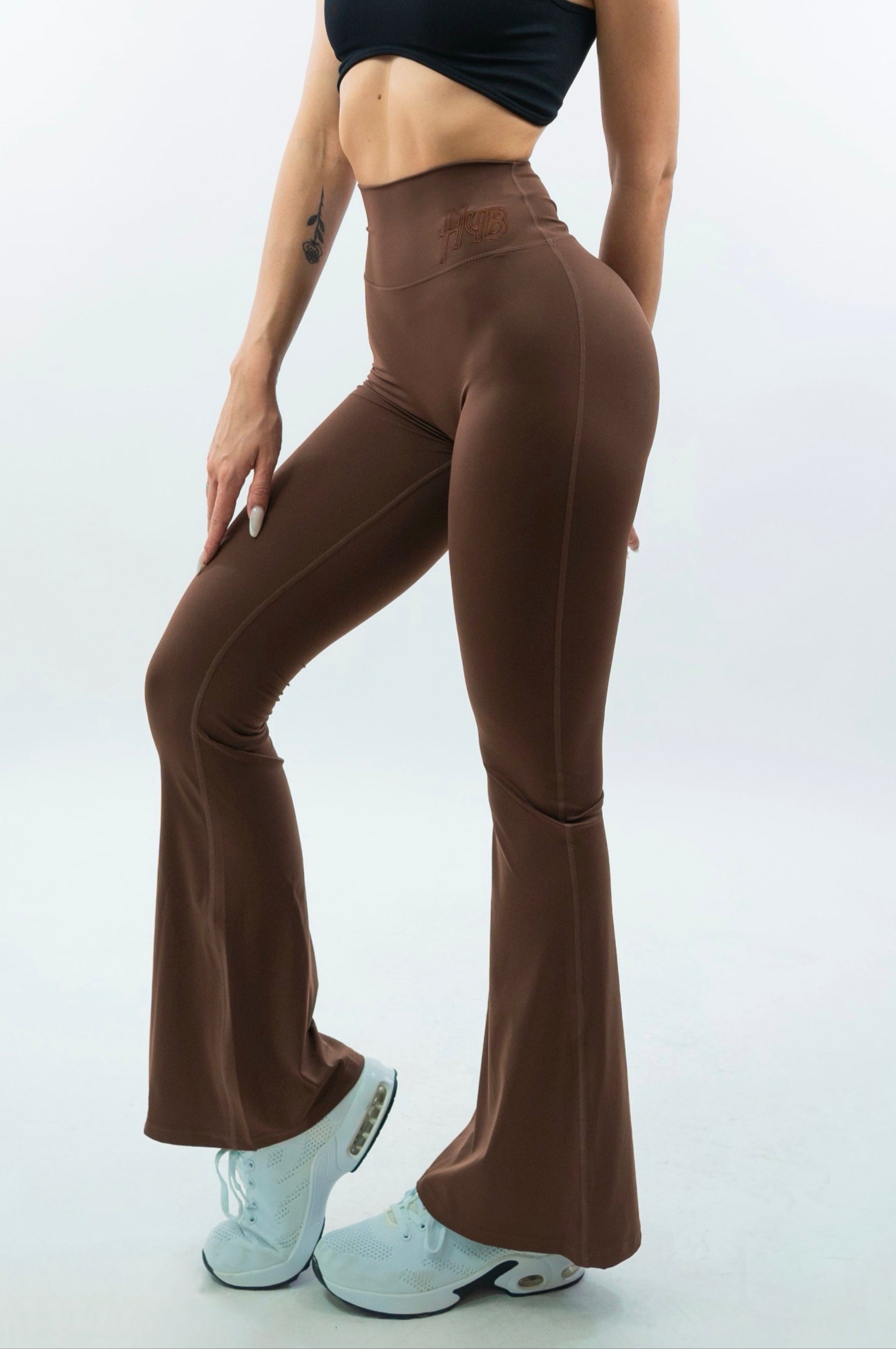 Flared Leggings Leggins A Zampa Marroni Sale Leggings Pantaloni A