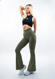 LEGGINGS A ZAMPA DI ELEFANTE AURA VERDE MILITARE