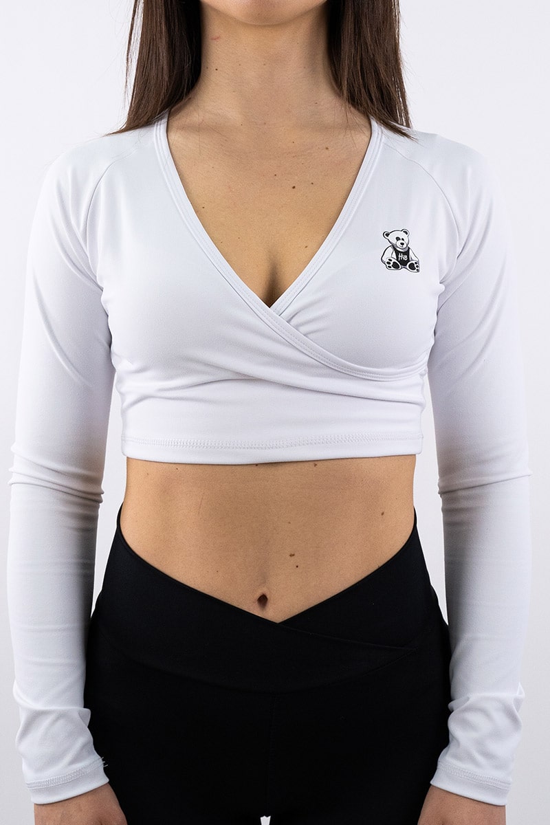 Ybing Crop Top Donna Maniche Lunghe A Costine Con Scollo A V - Nero, Morbido E Leggero