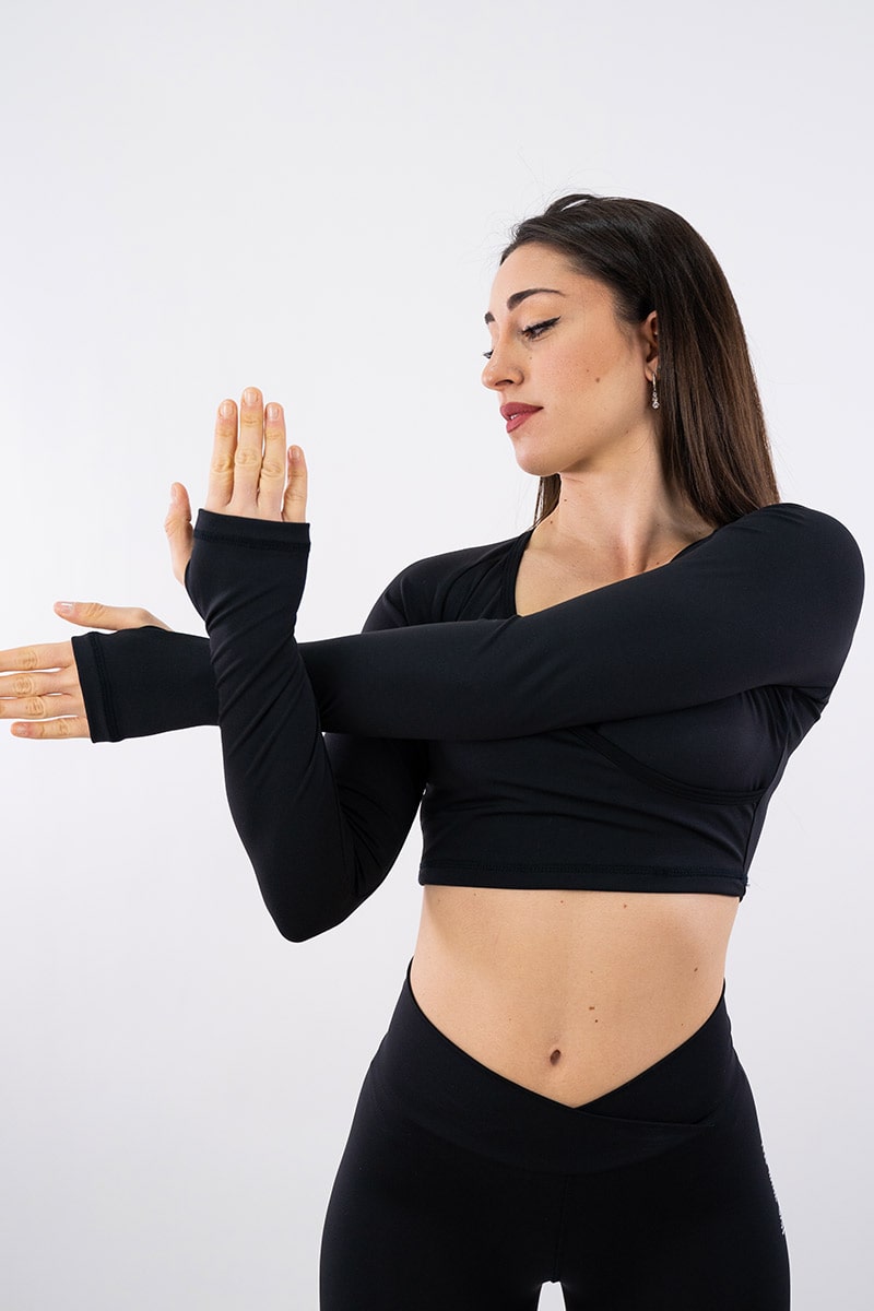 CROP TOP INTENSE NERO - MANICA LUNGA