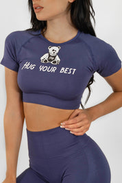 CROP TOP PERFORMANCE PURPLE - MANICA CORTA