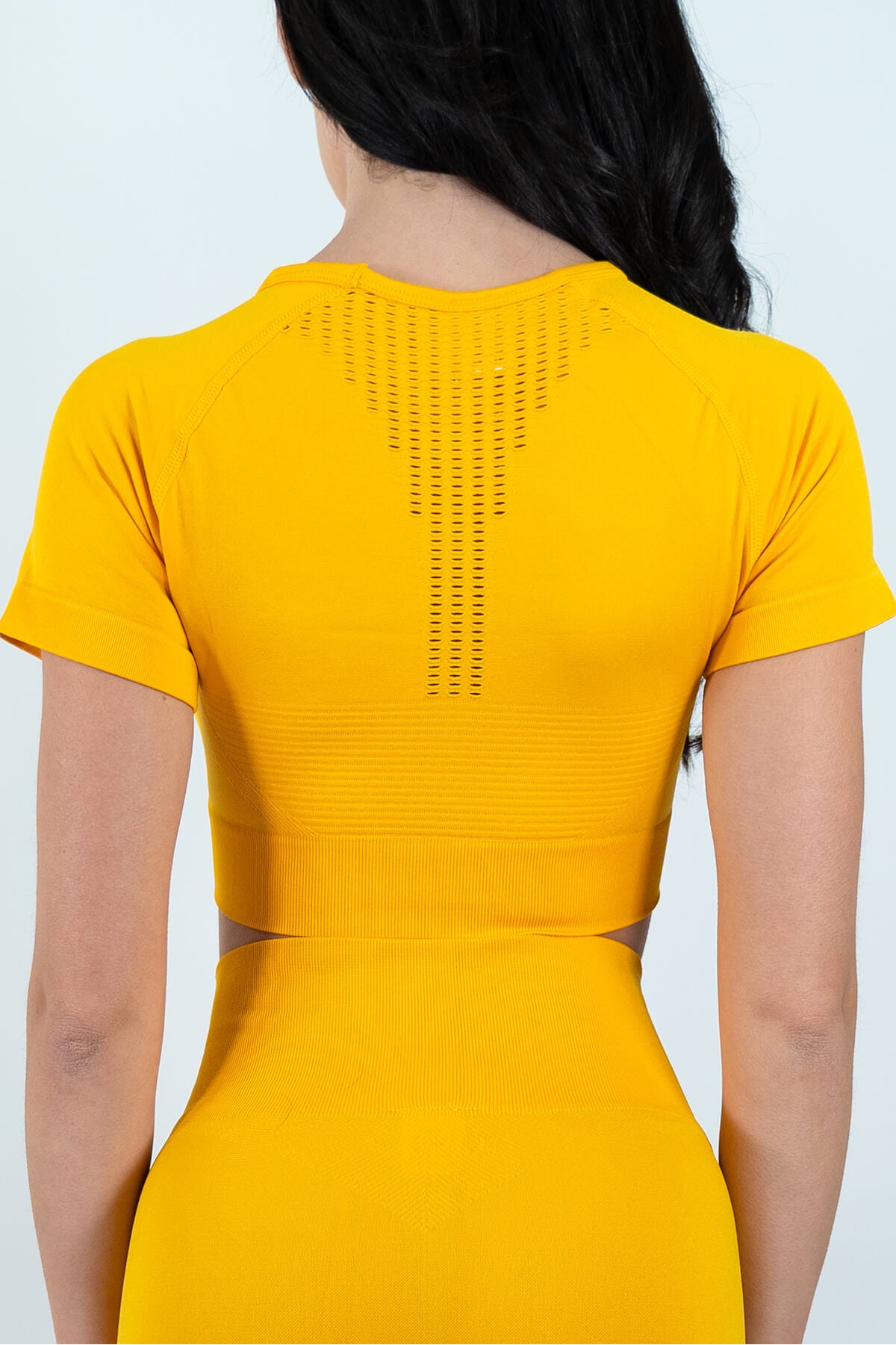 CROP TOP PERFORMANCE YELLOW - MANICA CORTA