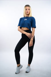 T-SHIRT CROP NOBODY BLU NAVY