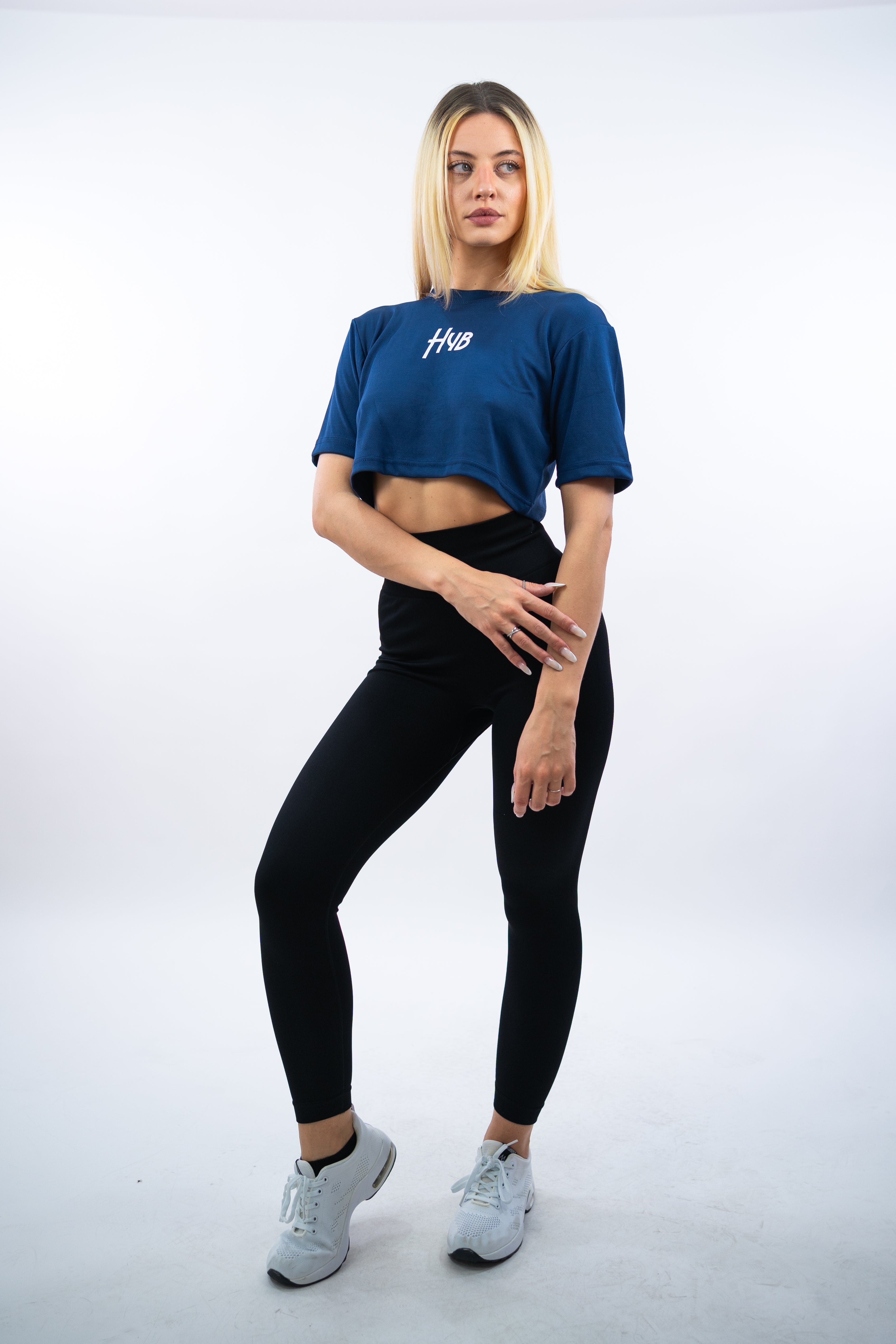 T-SHIRT CROP NOBODY BLU NAVY