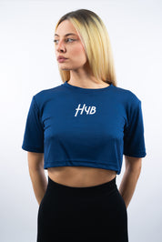 T-SHIRT CROP NOBODY BLU NAVY