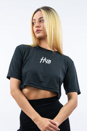 T-SHIRT CROP NOBODY NERA