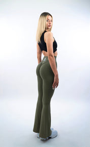 LEGGINGS A ZAMPA DI ELEFANTE AURA VERDE MILITARE