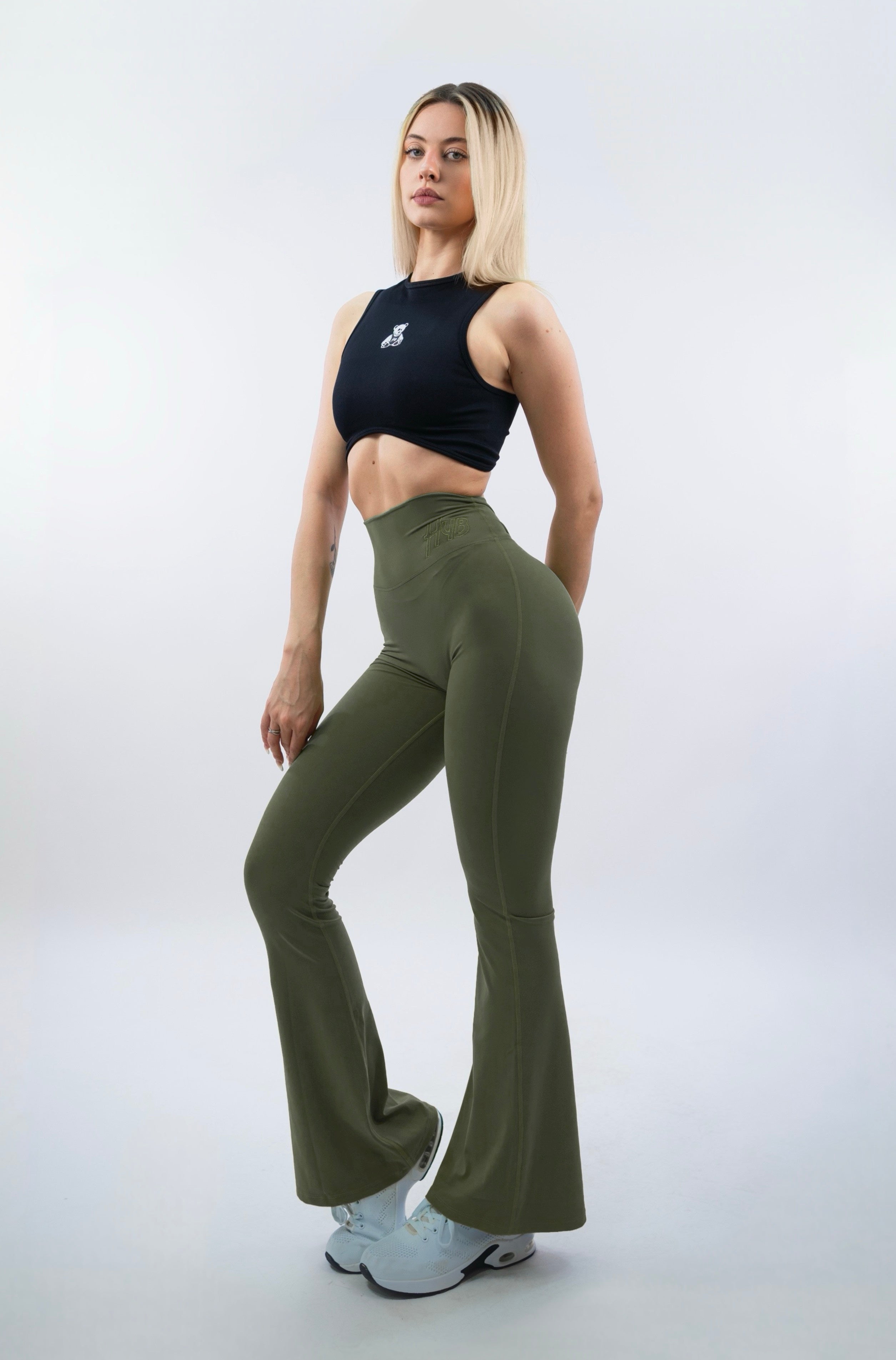 LEGGINGS A ZAMPA DI ELEFANTE AURA VERDE MILITARE