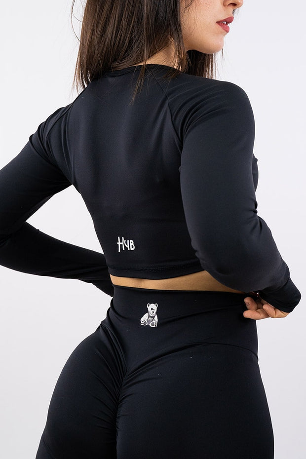CROP TOP INTENSE NERO - MANICA LUNGA