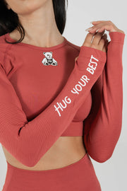 PERFORMANCE AUTUMN RED CROP TOP - LONG SLEEVE